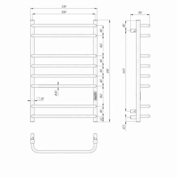 Calorifer baie electric Elna, 8 elementi, cu Termostat, Inox