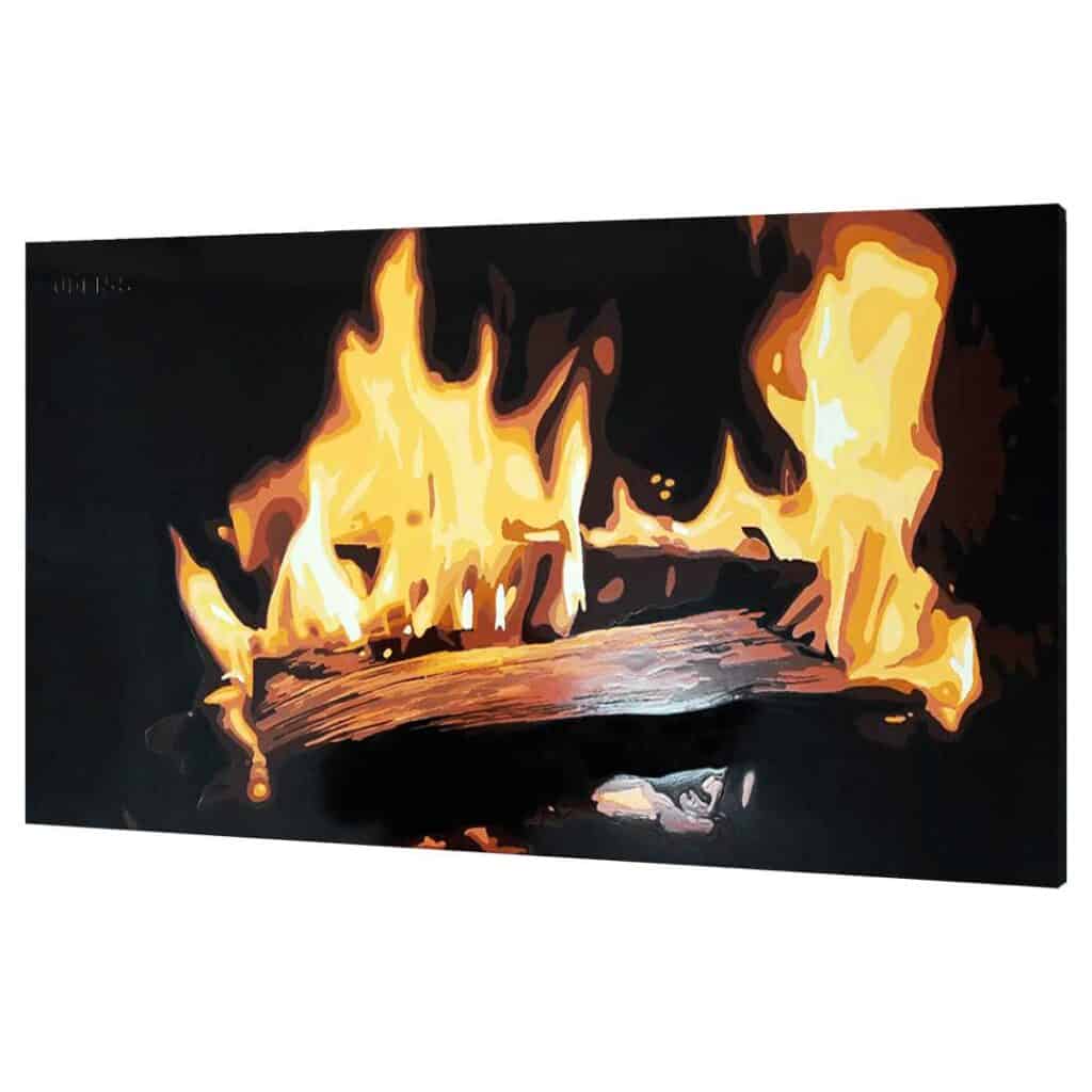 Fără titlu, simulare digitală a focului pe lemn, ambient cozy, sistem de încălzire pentru case, design modern, și instalare sigură, ideal pentru confort și atmosferă caldă interior.