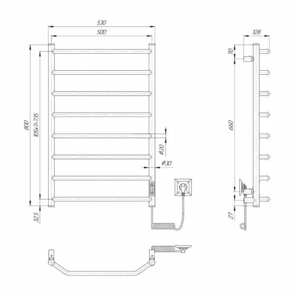 Calorifer electric uscator prosop cu Termostat Trapez 1 1