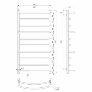 Calorifer baie uscator prosop cu apa Cascada 10 elementi, Inox