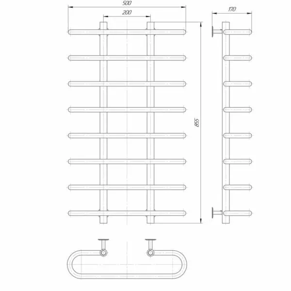 Calorifer baie uscator prosop cu apa Orbita 8, Inox