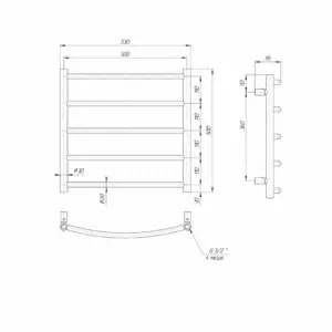 Uscator prosop cu apa Clasic 5 elementi, Inox