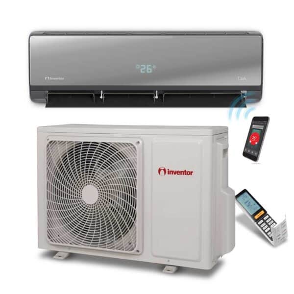 Aer Conditionat Inventor Dark 12000BTU cu Aqua Ionizator flux de aer in 4 directii si Wi Fi integrat