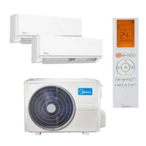 Aparat de aer conditionat Midea Multisplit 18000 BTU cu doua unitati interioare Midea Dura 12000 BTU (M2OE-18HFN8-Q+AG2Dura-12NXD0-I(U))