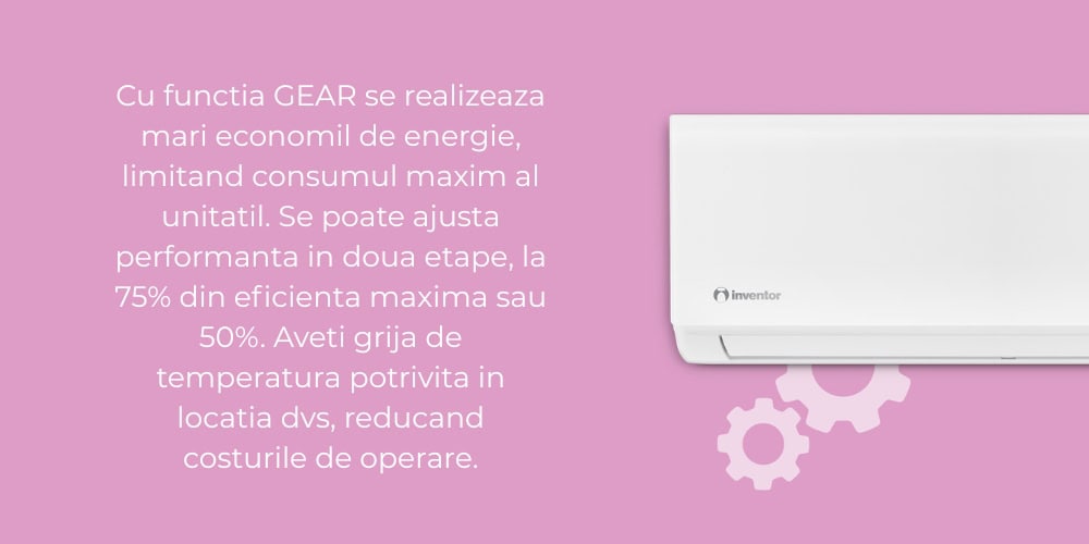 Aparat de aer conditionat Inventor 18000 BTU Vero cu mod Eco,Wi-fi,iA Plus (VERI-18WFI/VERO-18) 4 Cu ajutorul noului mod ECO disponibil la apasarea butonului de pe telecomanda puteti programa aparatul dumneavoastra de aer conditionat sa functioneze la cel mai redus nivel al consumului reusi 4