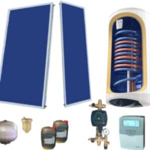 Kit panouri solare plane Panosol Confort cu boiler bivalent de 150L pentru 3 persoane